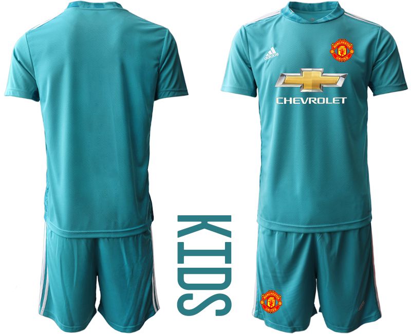 Youth 2020-2021 club Manchester United lake blue goalkeeper Soccer Jerseys